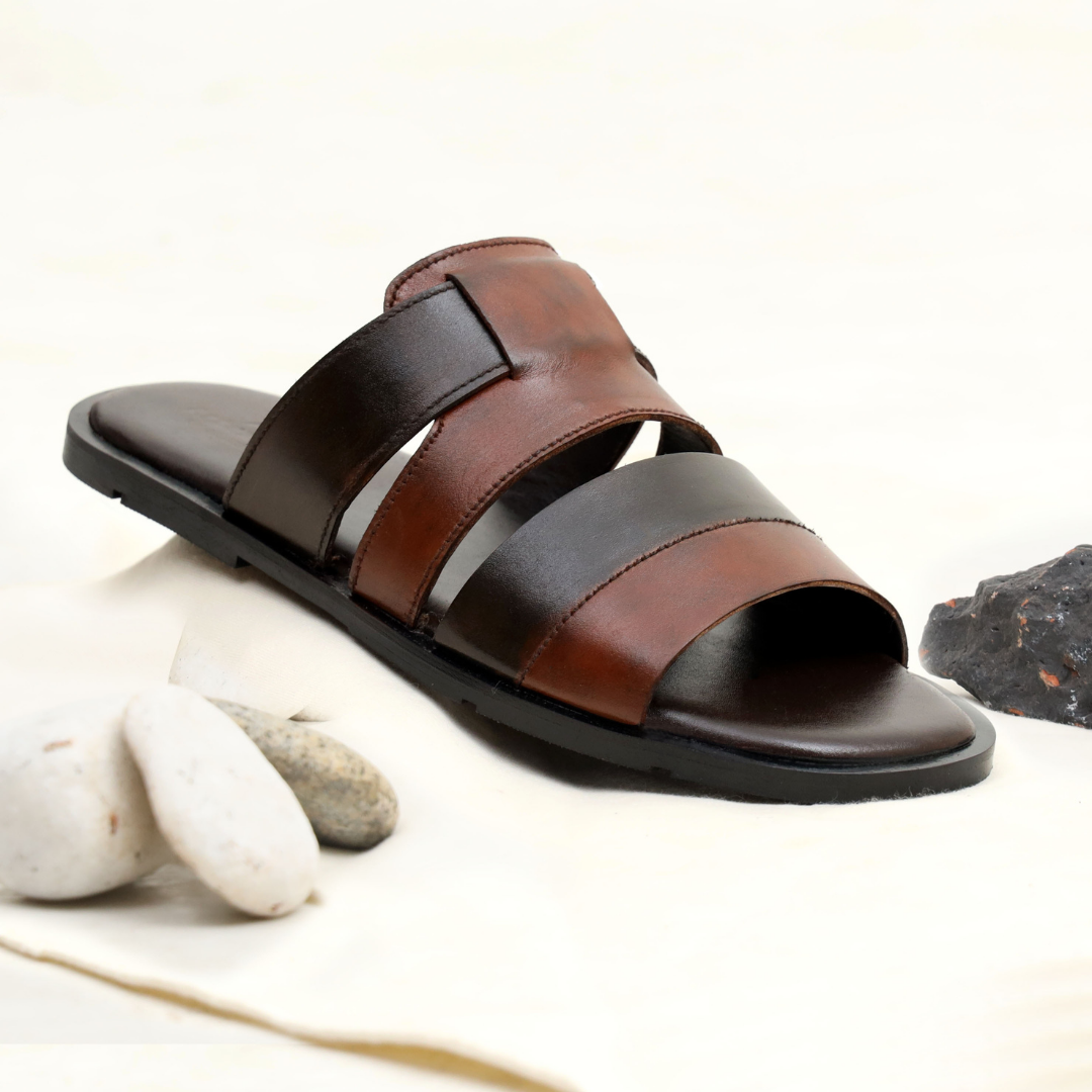 Brown & Black Leather Slippers for Men | Premium Comfort – Artex