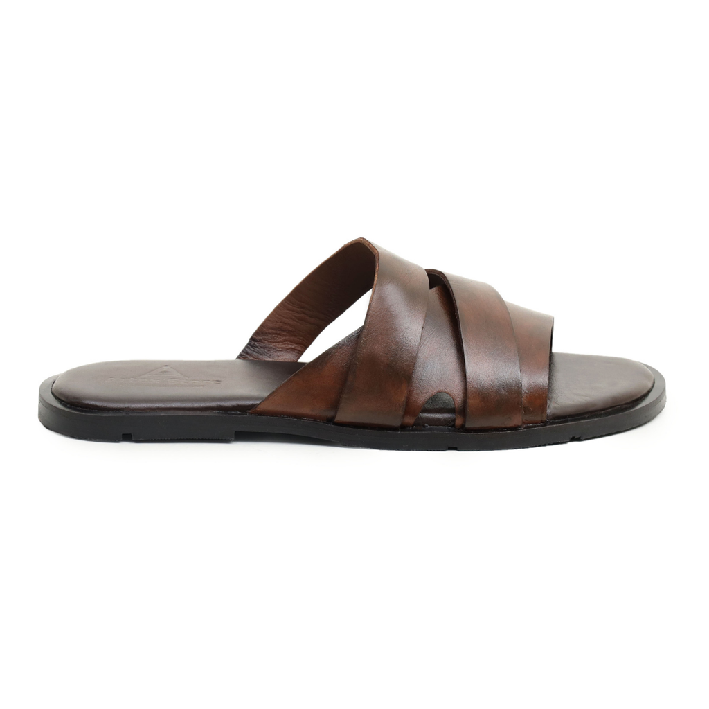 Dark Brown Leather Slippers for Men | Handcrafted Style – Artex