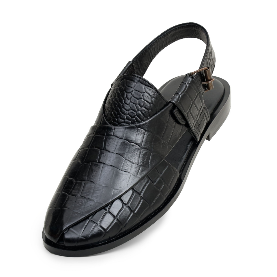 Black Kheri Chappal for Men | Premium Leather Peshawari – Artex