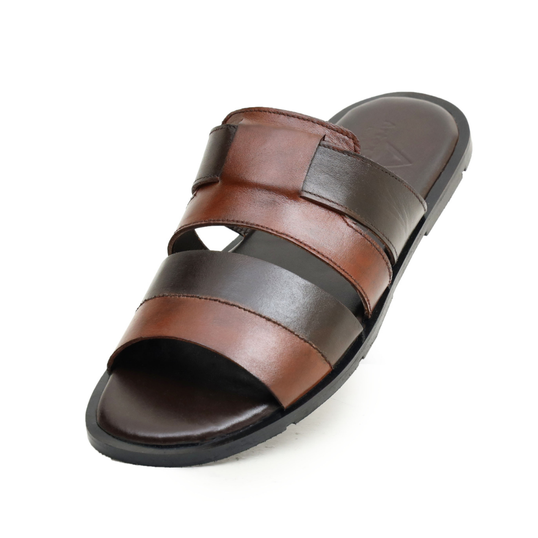 Brown & Black Leather Slippers for Men | Premium Comfort – Artex