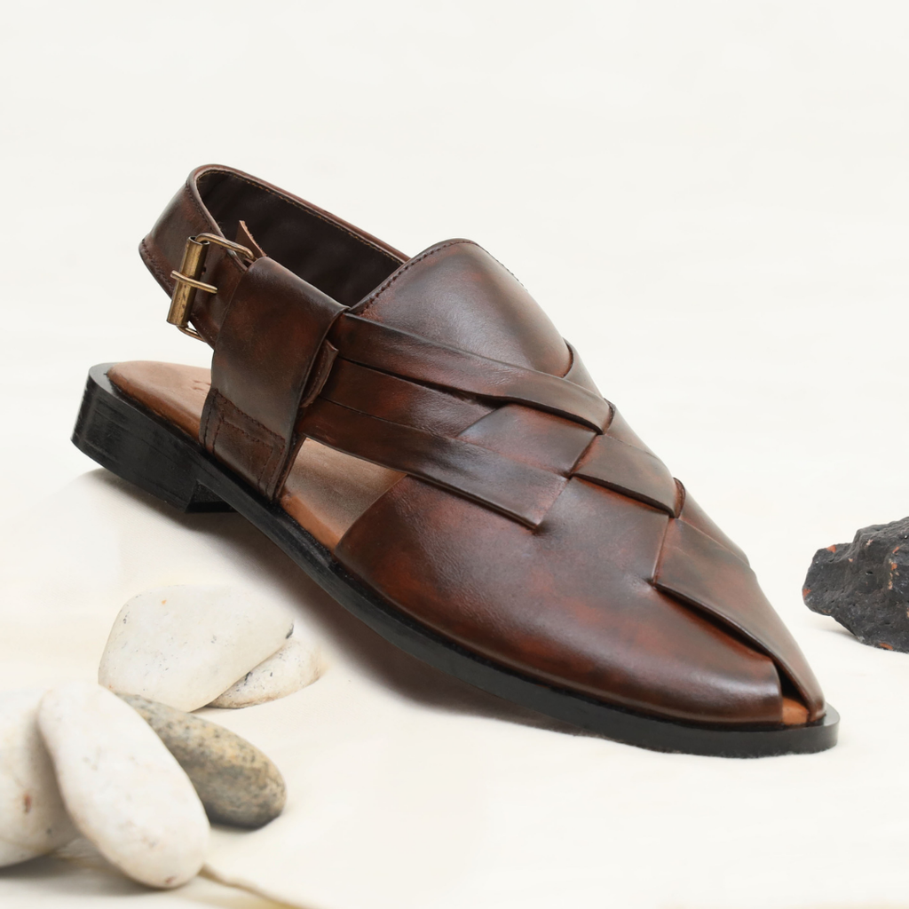 Brown Fancy Leather Kheri Chappal | Premium Men’s Footwear – Artex