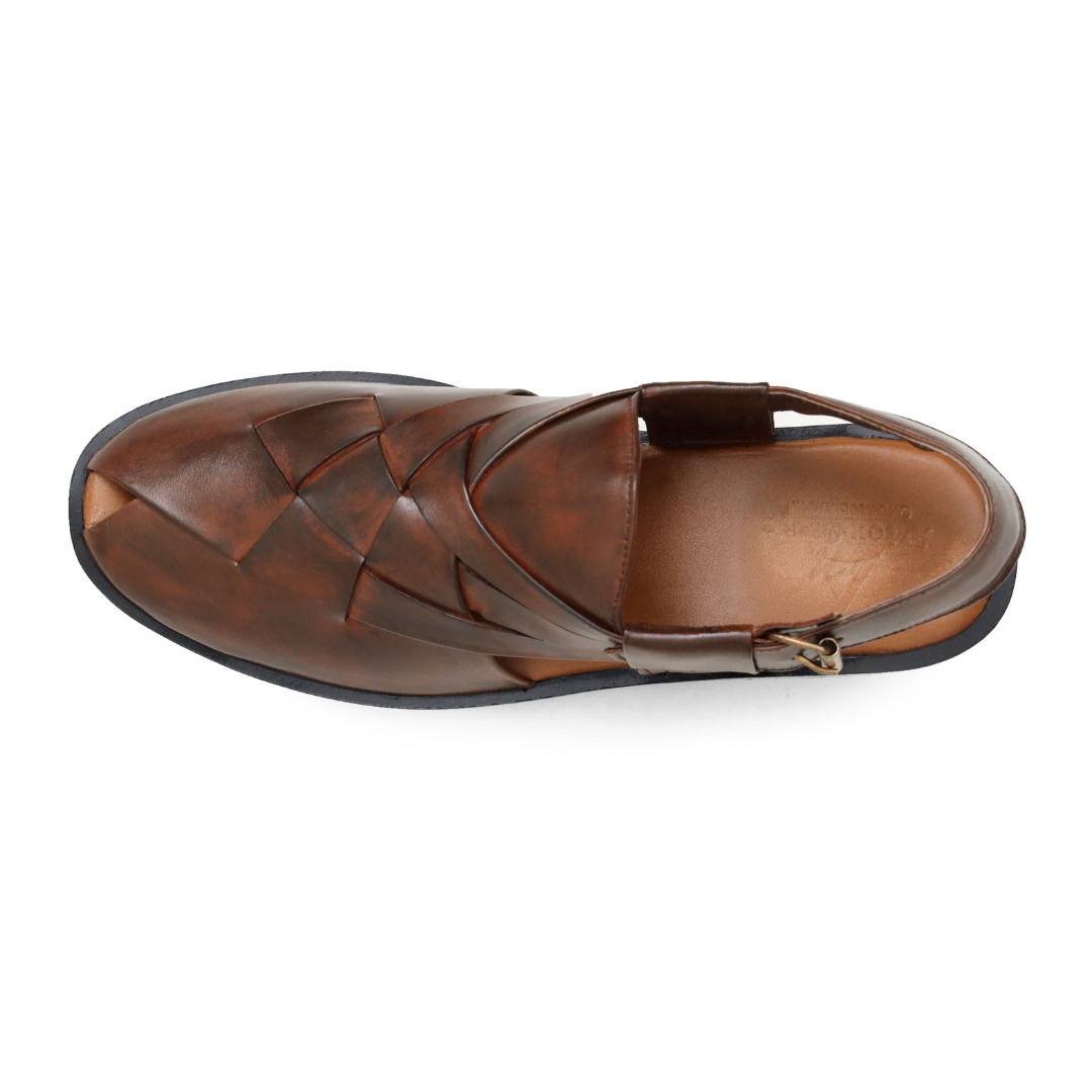 Brown Fancy Leather Kheri Chappal | Premium Men’s Footwear – Artex