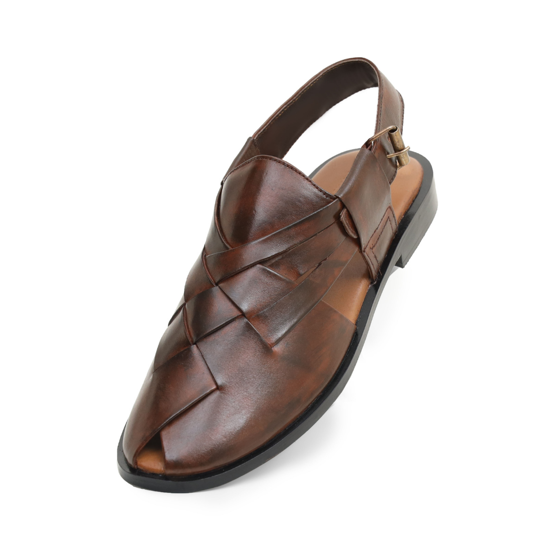 Brown Fancy Leather Kheri Chappal | Premium Men’s Footwear – Artex