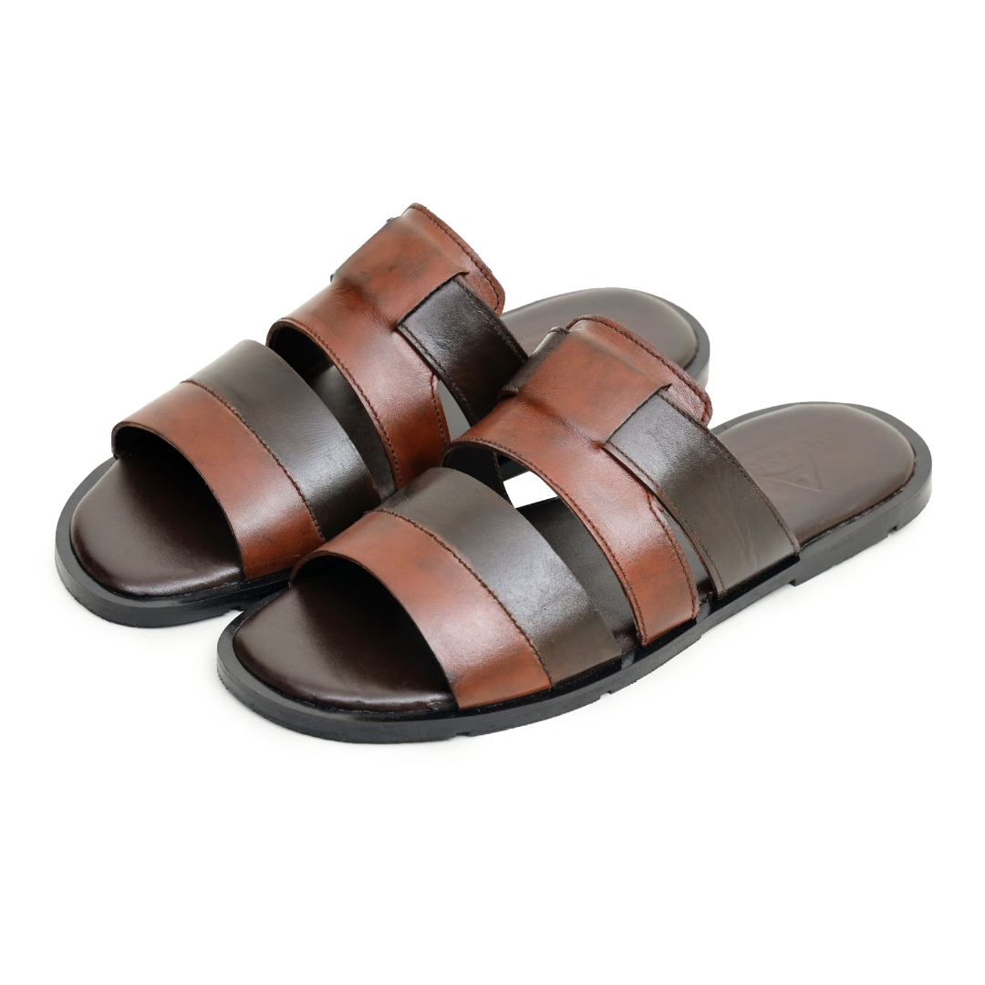 Brown & Black Leather Slippers for Men | Premium Comfort – Artex