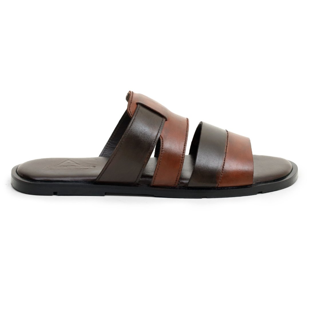 Brown & Black Leather Slippers for Men | Premium Comfort – Artex