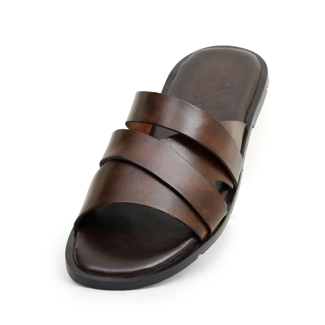 Dark Brown Leather Slippers for Men | Handcrafted Style – Artex