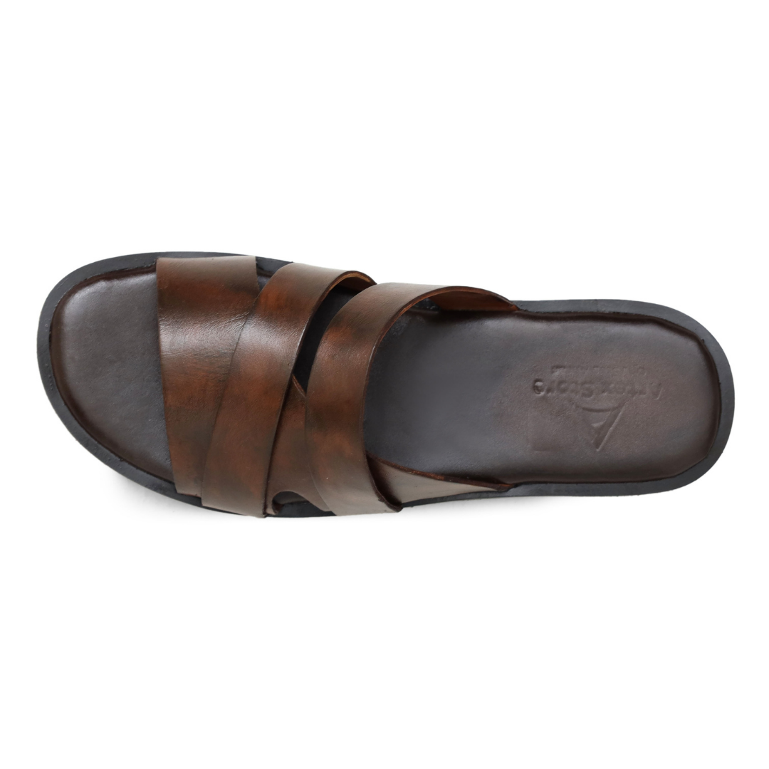 Dark Brown Leather Slippers for Men | Handcrafted Style – Artex